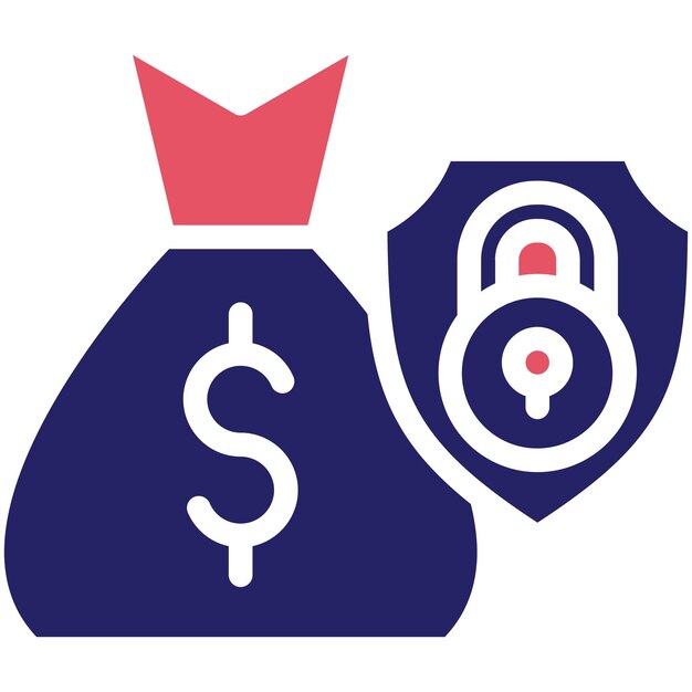 Ilustración del icono vectorial de protección monetaria del conjunto de iconos de Finanzas y Dinero