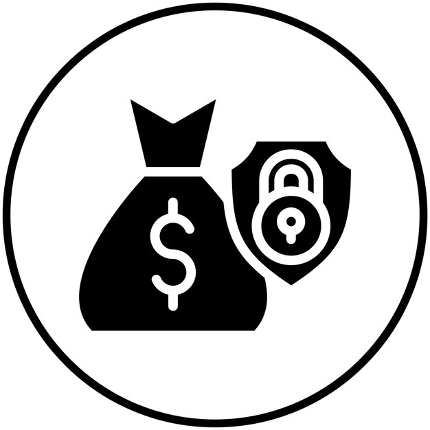 Ilustración del icono vectorial de protección monetaria del conjunto de iconos de Finanzas y Dinero