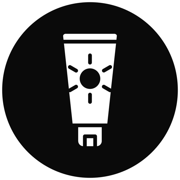 Ilustración del icono vectorial de protector solar del conjunto de iconos de farmacia