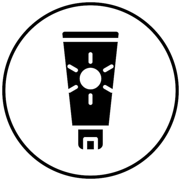 Ilustración del icono vectorial de protector solar del conjunto de iconos de farmacia