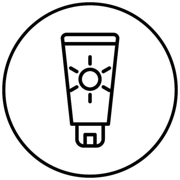 Ilustración del icono vectorial de protector solar del conjunto de iconos de farmacia
