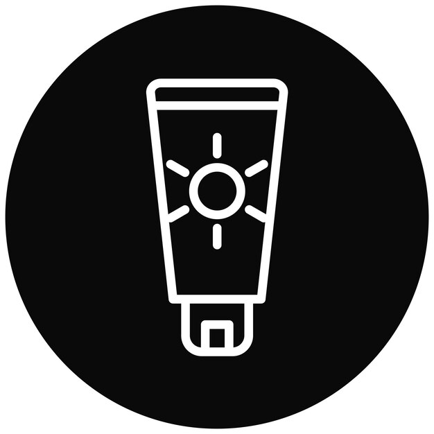 Ilustración del icono vectorial de protector solar del conjunto de iconos de farmacia