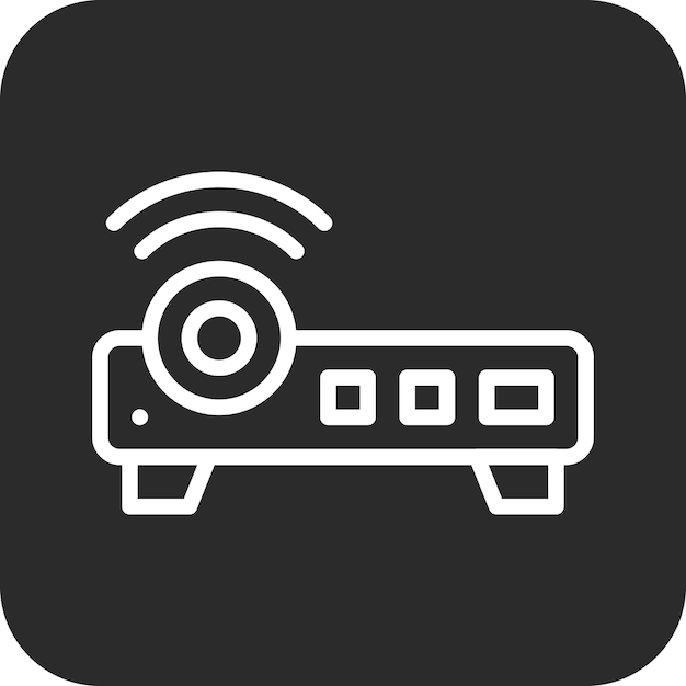 Ilustración del icono vectorial del proyector del conjunto de iconos de computadora y hardware