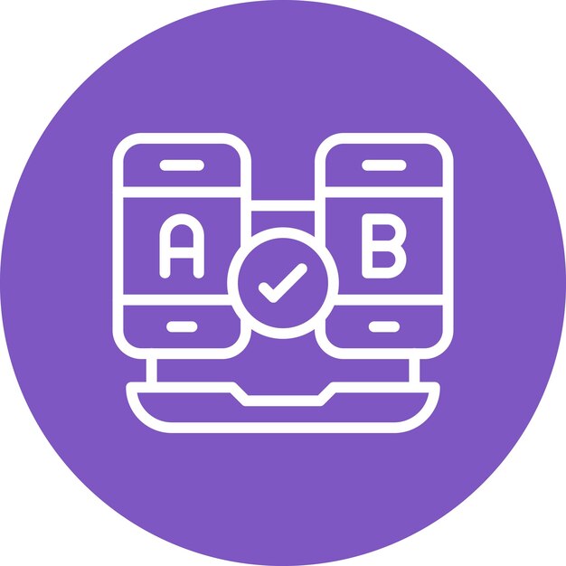 Ilustración del icono vectorial de prueba de AB del conjunto de iconos de codificación y desarrollo