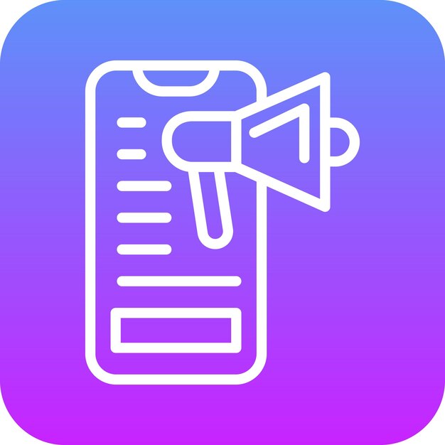 Ilustración del icono vectorial de publicidad móvil del conjunto de iconos de marketing digital