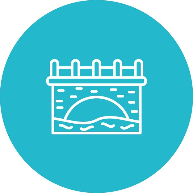 Ilustración del icono vectorial del puente de agua de un conjunto de iconos medievales