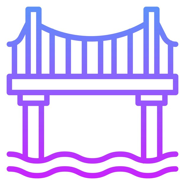 Ilustración del icono vectorial del puente del conjunto de iconos del pueblo