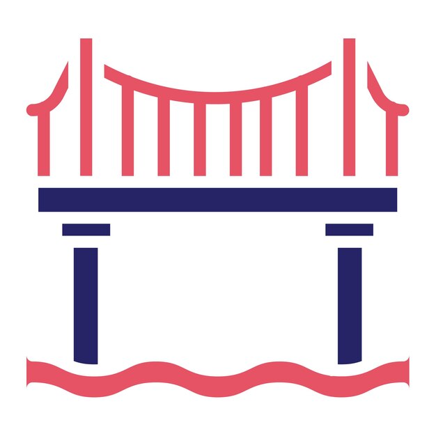 Ilustración del icono vectorial del puente del conjunto de iconos del pueblo