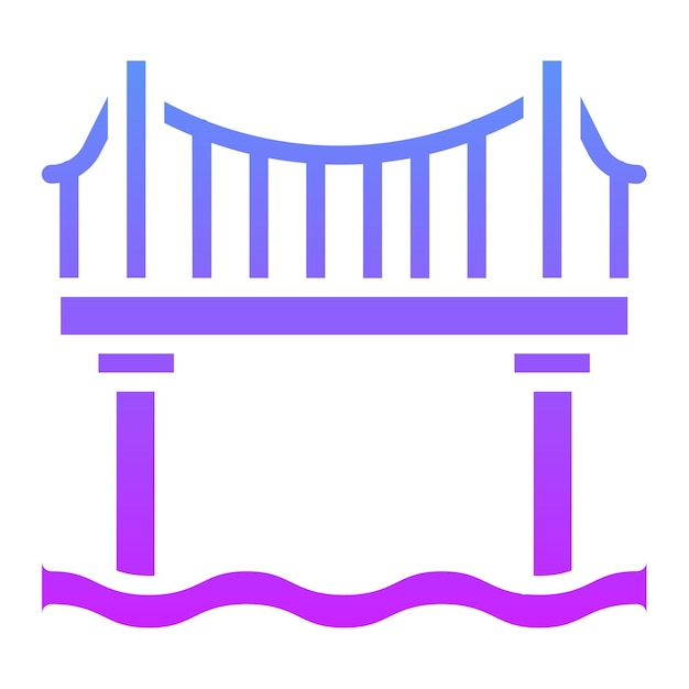 Ilustración del icono vectorial del puente del conjunto de iconos del pueblo