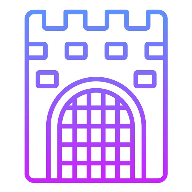 Ilustración del icono vectorial de la puerta del castillo de un conjunto de iconos medievales