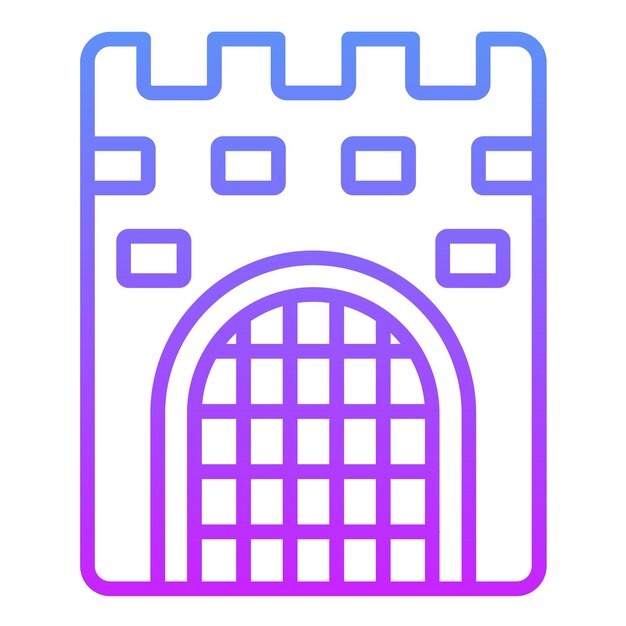 Ilustración del icono vectorial de la puerta del castillo de un conjunto de iconos medievales