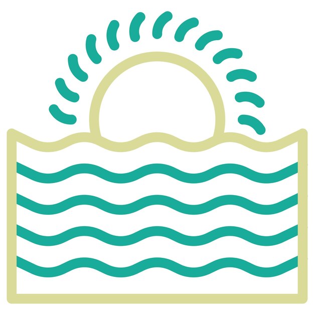 Ilustración del icono vectorial de la puesta de sol del conjunto de iconos de paisajes
