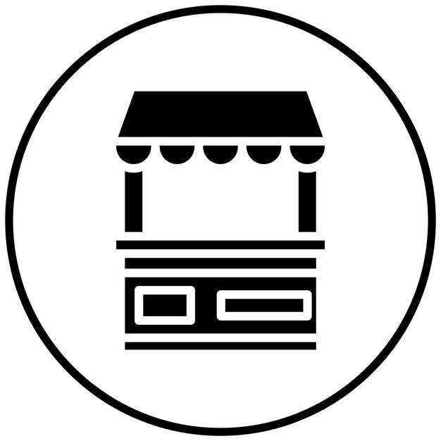 Ilustración del icono vectorial del puesto de alimentos del conjunto de iconos de entrega de alimentos