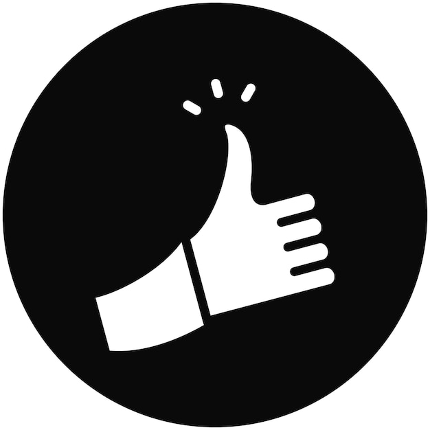 Ilustración del icono vectorial de pulgares hacia arriba del conjunto de iconos de logros