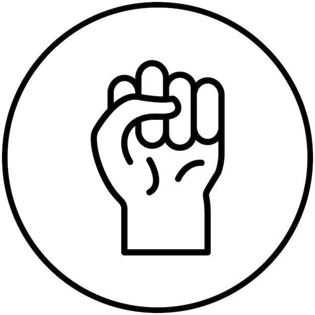 Ilustración del icono vectorial del puño levantado del conjunto de iconos de protestas y desobediencia civil