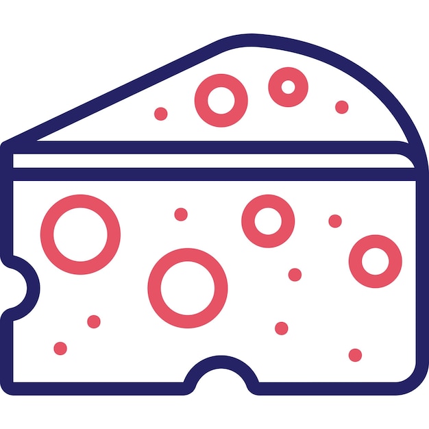 Ilustración del icono vectorial del queso del conjunto de iconos de la mañana y el desayuno