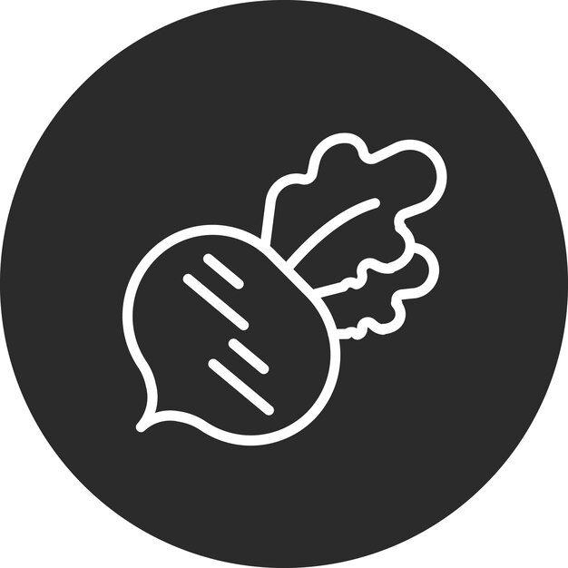 Ilustración del icono vectorial de rábano del conjunto de iconos de frutas y verduras
