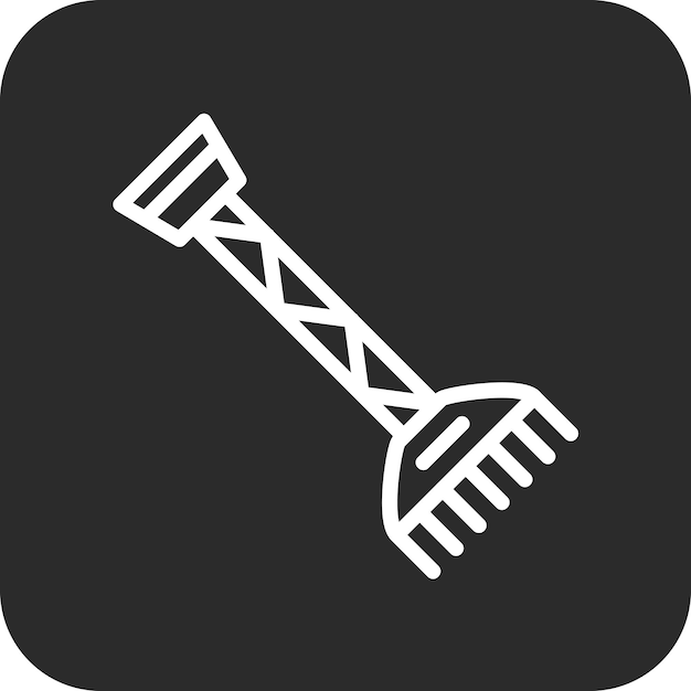 Ilustración del icono vectorial de Rake del conjunto de iconos de otoño