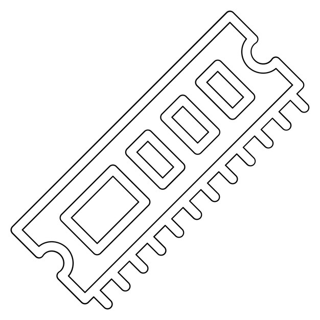 Ilustración del icono vectorial de RAM del conjunto de iconos de computadora y hardware