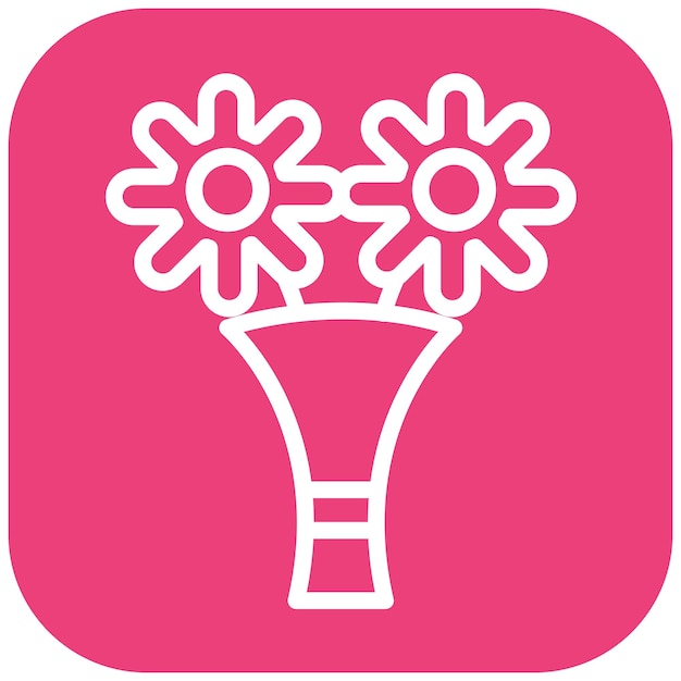 Ilustración del icono vectorial del ramo de flores del conjunto de iconos de fiestas y celebraciones