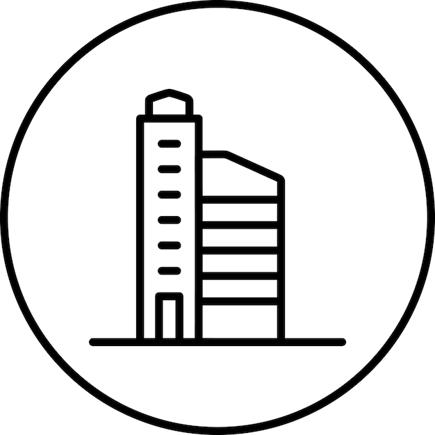 Ilustración del icono vectorial del rascacielos del conjunto de iconos de City Elements