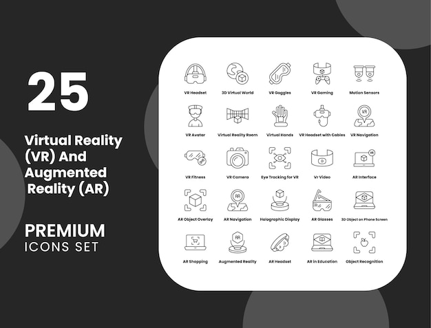 Ilustración de icono vectorial de realidad virtual y realidad aumentada para juegos de auriculares VR y AR Te