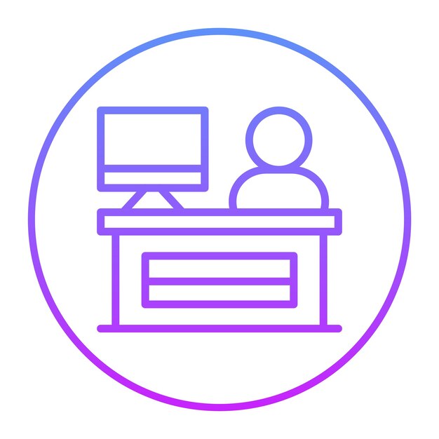 Ilustración del icono vectorial de recepción del hotel del conjunto de iconos de gestión del hotel