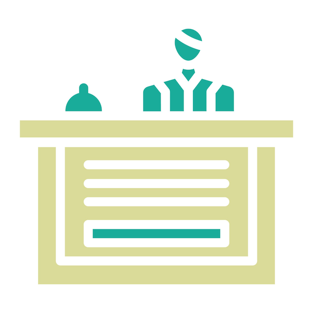 Ilustración del icono vectorial de recepcionista del conjunto de iconos de servicios hoteleros
