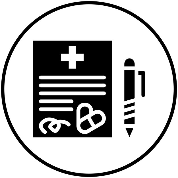 Ilustración del icono vectorial de la receta del conjunto de iconos de control de salud