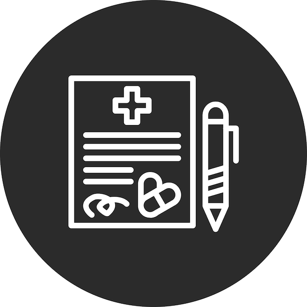 Ilustración del icono vectorial de la receta del conjunto de iconos de control de salud