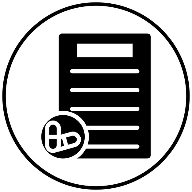 Ilustración del icono vectorial de la receta del conjunto de iconos de la farmacia