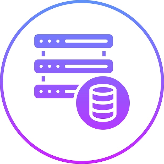 Ilustración del icono vectorial de red de la base de datos del conjunto de iconos de alojamiento web