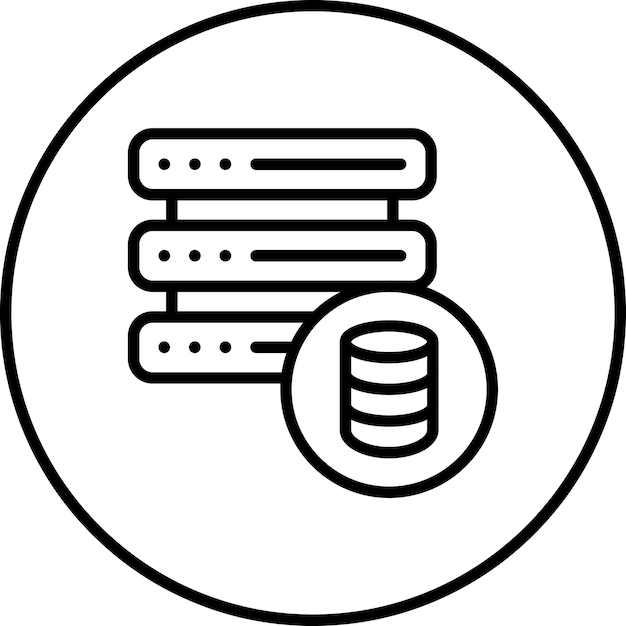 Ilustración del icono vectorial de red de la base de datos del conjunto de iconos de alojamiento web