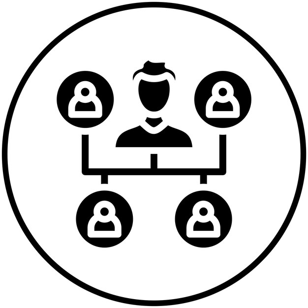 Ilustración del icono vectorial de la red de equipos del conjunto de iconos de negocios y oficina