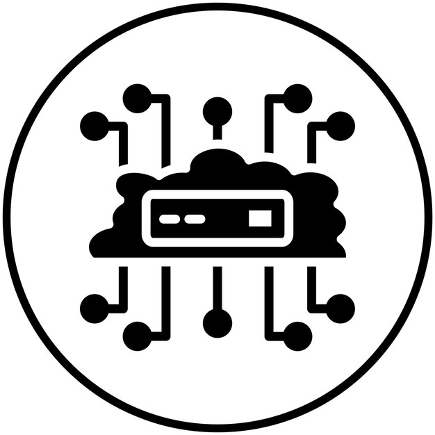 Ilustración del icono vectorial de red en la nube del conjunto de iconos de computación en la nube