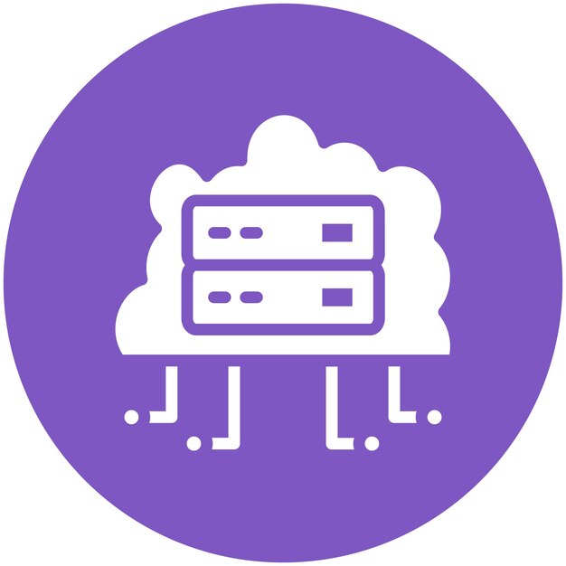 Ilustración del icono vectorial de red en la nube del conjunto de iconos de computación en la nube