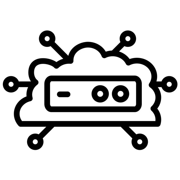 Ilustración del icono vectorial de red en la nube del conjunto de iconos de computación en la nube