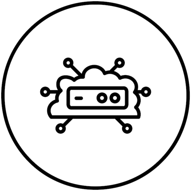 Ilustración del icono vectorial de red en la nube del conjunto de iconos de computación en la nube