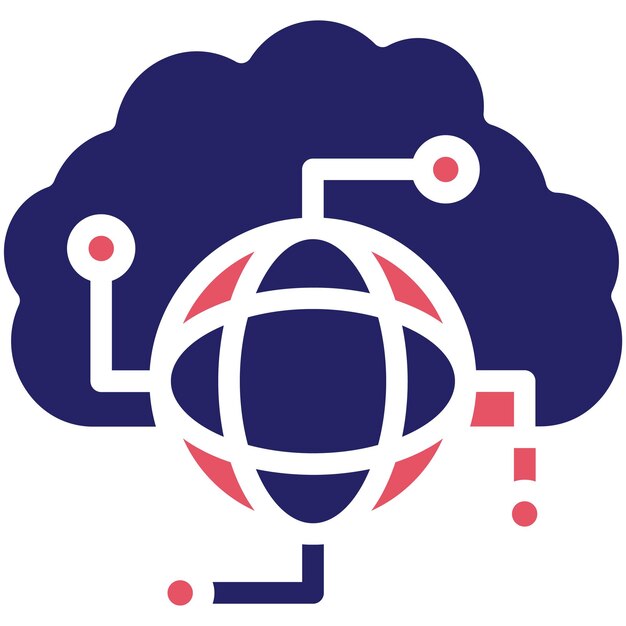 Ilustración del icono vectorial de red en la nube del conjunto de iconos de marketing web
