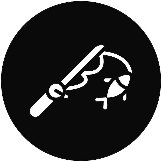 Ilustración del icono vectorial de Reeling in Fish del conjunto de iconos de pesca