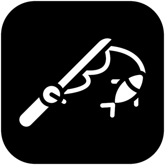 Ilustración del icono vectorial de Reeling in Fish del conjunto de iconos de pesca