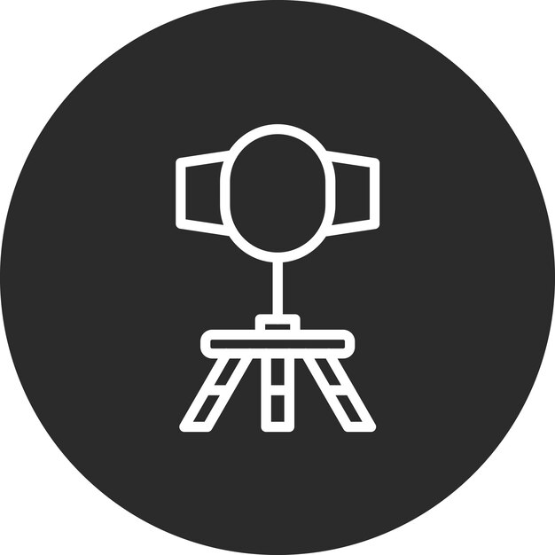 Ilustración del icono vectorial del reflector de la cámara del conjunto de iconos de fotografía
