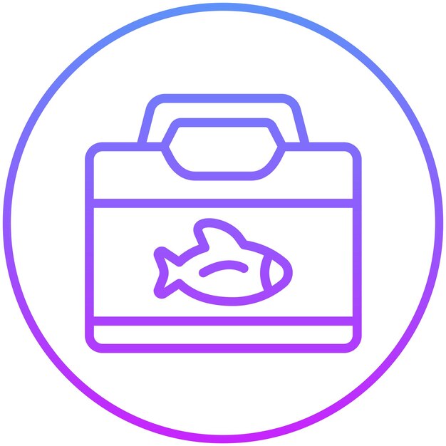Ilustración del icono vectorial del refrigerador de peces del conjunto de iconos de pesca