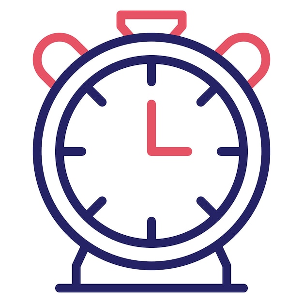 Ilustración del icono vectorial del reloj de alarma del conjunto de iconos de papelería de la oficina