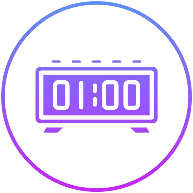 Ilustración del icono vectorial del reloj digital del conjunto de iconos de hora y fecha