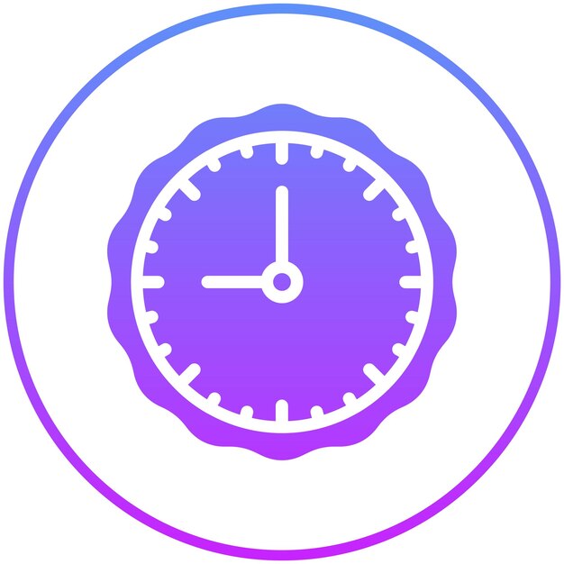 Ilustración del icono vectorial del reloj de pared del conjunto de iconos de hora y fecha