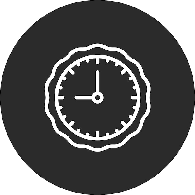 Ilustración del icono vectorial del reloj de pared del conjunto de iconos de hora y fecha