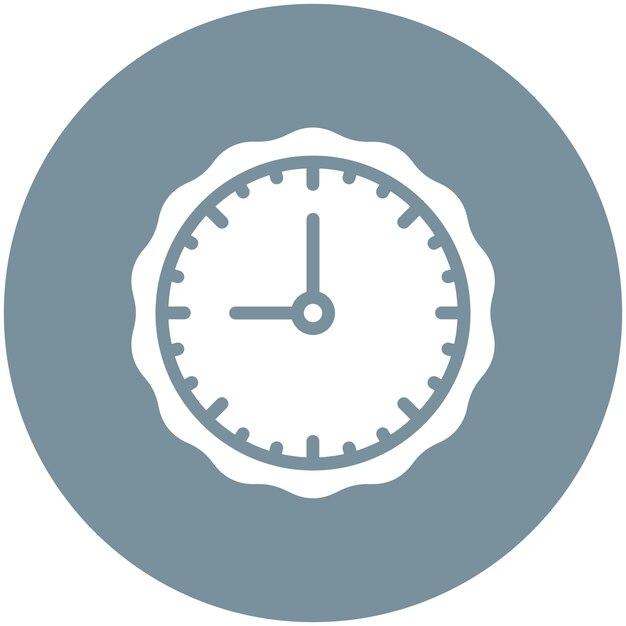 Ilustración del icono vectorial del reloj de pared del conjunto de iconos de hora y fecha