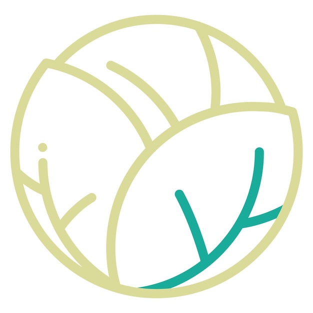 Ilustración del icono vectorial de repollo del conjunto de iconos de frutas y verduras