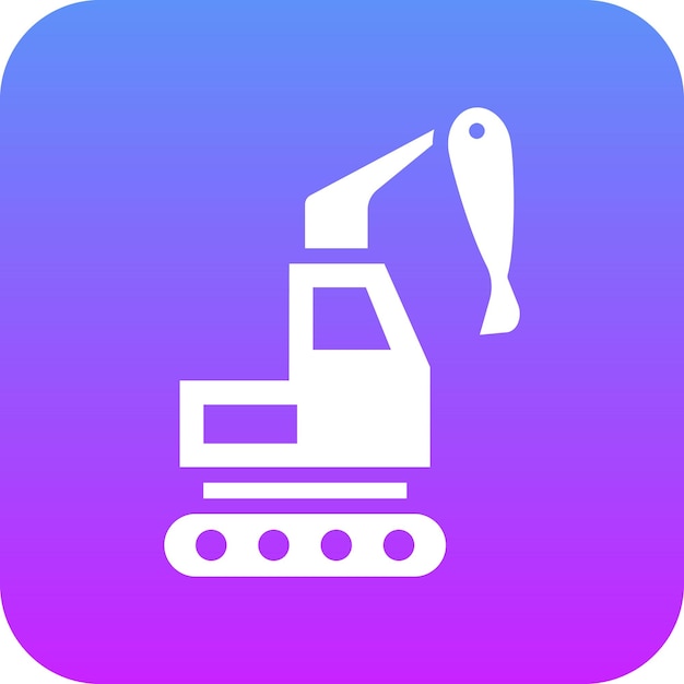 Ilustración del icono vectorial de la retroexcavadora del conjunto de iconos de herramientas de construcción
